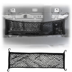 Mabett front view of rear seat net showing clean fit and instant storage