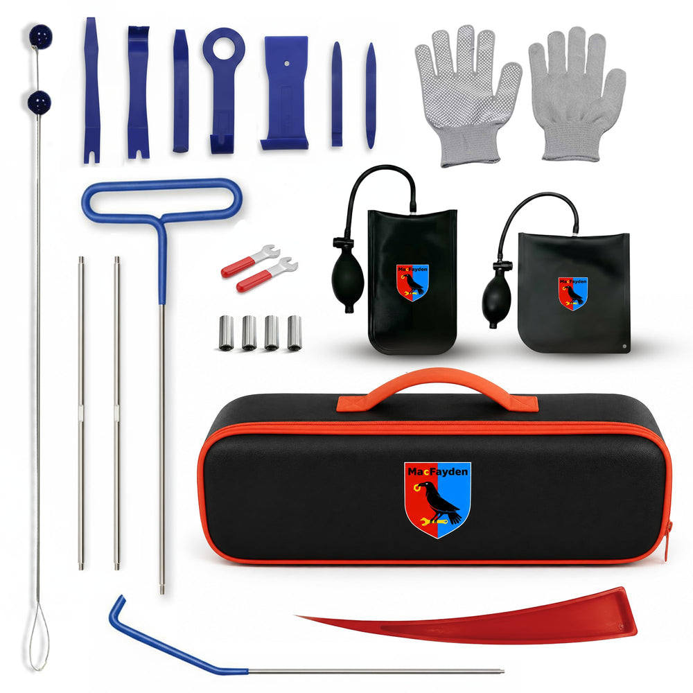 MacFayden front view of closed kit showing compact carry bag and zipper