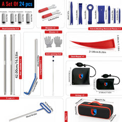 MacFayden tools laid out to display 24-piece set organization and variety
