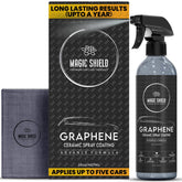 Magic Shield bottle front label showing product and benefit of clear protection