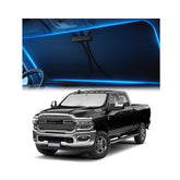 Magnelex front view of shade on truck showing full windshield coverage and protection