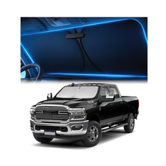 Magnelex front view of shade on truck showing full windshield coverage and protection