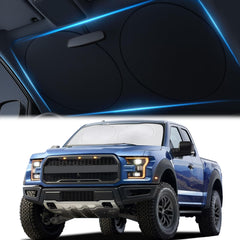 Magnelex front view of packaged sunshade showing product branding and size benefit