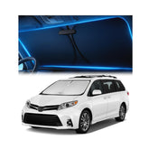 Magnelex front view installed on Sienna windshield showing full coverage and cooler interior