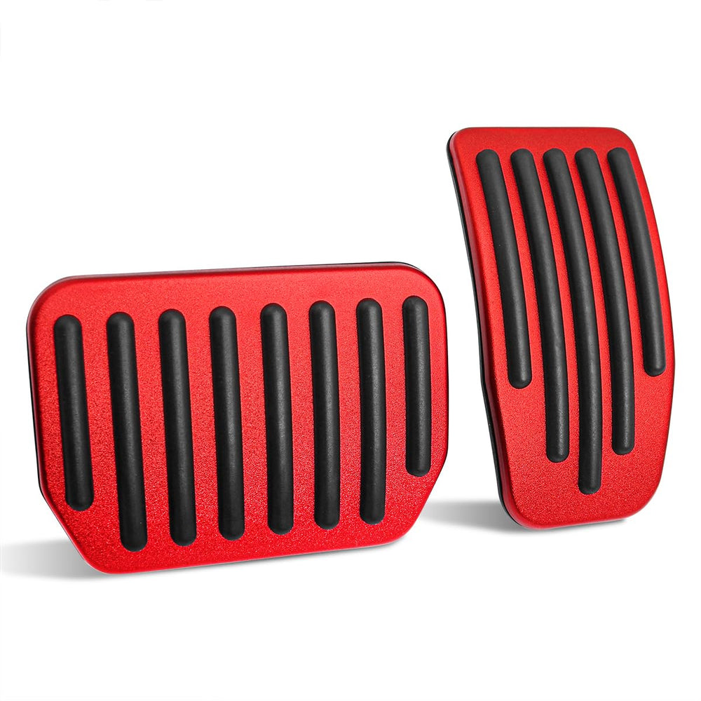 MAIMOCCY front view of red pedal covers highlighting sporty finish and improved grip