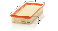 Mann Filter C 3397 pleat detail close-up highlighting embossed media for durable filtration