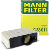 Mann Filter front view showing product and model, clear OE-fit identification and reliability