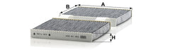 MANN-FILTER cabin filter installed in BMW ventilation housing illustrating easy replacement and fit