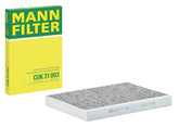 MANN-FILTER front packaging showing model and benefits
