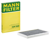 Mann Filter CUK 3569 front view showing clean fit and shape, ensures exact replacement