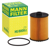 Mann Filter HU 8009 z front view showing clean cartridge design and fitment benefit