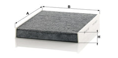 Mann Filter installed in vehicle HVAC housing showing easy replacement benefit