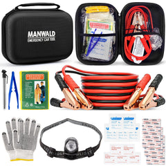 MANWALD front view of packed emergency kit showing durable bag and zipper for quick access