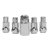 Mardarth front view of four lock lug nuts with key, showing secure set benefit