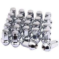 Mardarth front view of 24-piece lug nuts showing chrome finish and OEM fit benefit
