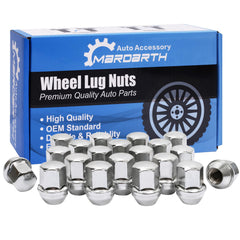Mardarth chrome lug nuts front-packaging showing set of 20 and fitment details
