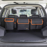 MARKSIGN front view of packed organizer showing tidy storage and saved trunk space