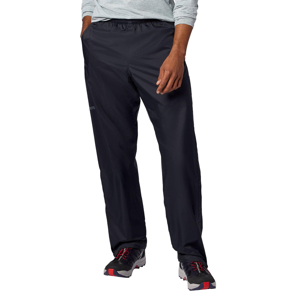 MARMOT front view of rain pant showing fit and coverage