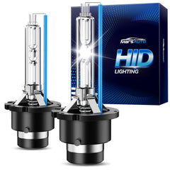 Marsauto D4S front view showing bulb pair and packaging for quick replacement