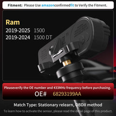 Marsflex sensor label showing OE 68293199AA confirmation benefit