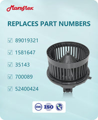 Marsflex motor label and OE numbers for easy vehicle verification and correct fit