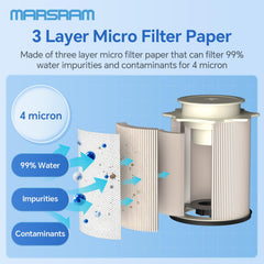 Marsram filter media cross-section showing 4-micron filtration for cleaner fuel