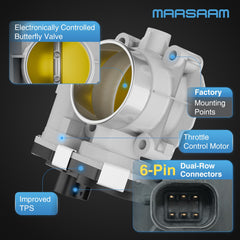 Marsram throttle body close-up of throttle plate showing smooth valve action