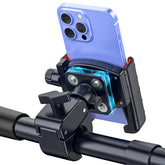 Marsrider front view mounted on motorcycle handlebar showing stable hold and safety