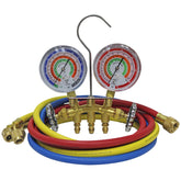 Mastercool 59161 front manifold view showing robust brass body for durability
