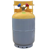 Mastercool 62010 front view showing cylinder and valve for safe refrigerant storage