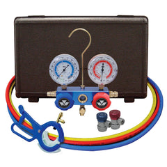 Mastercool 89661-PRO front view showing complete gauge set and portability benefits