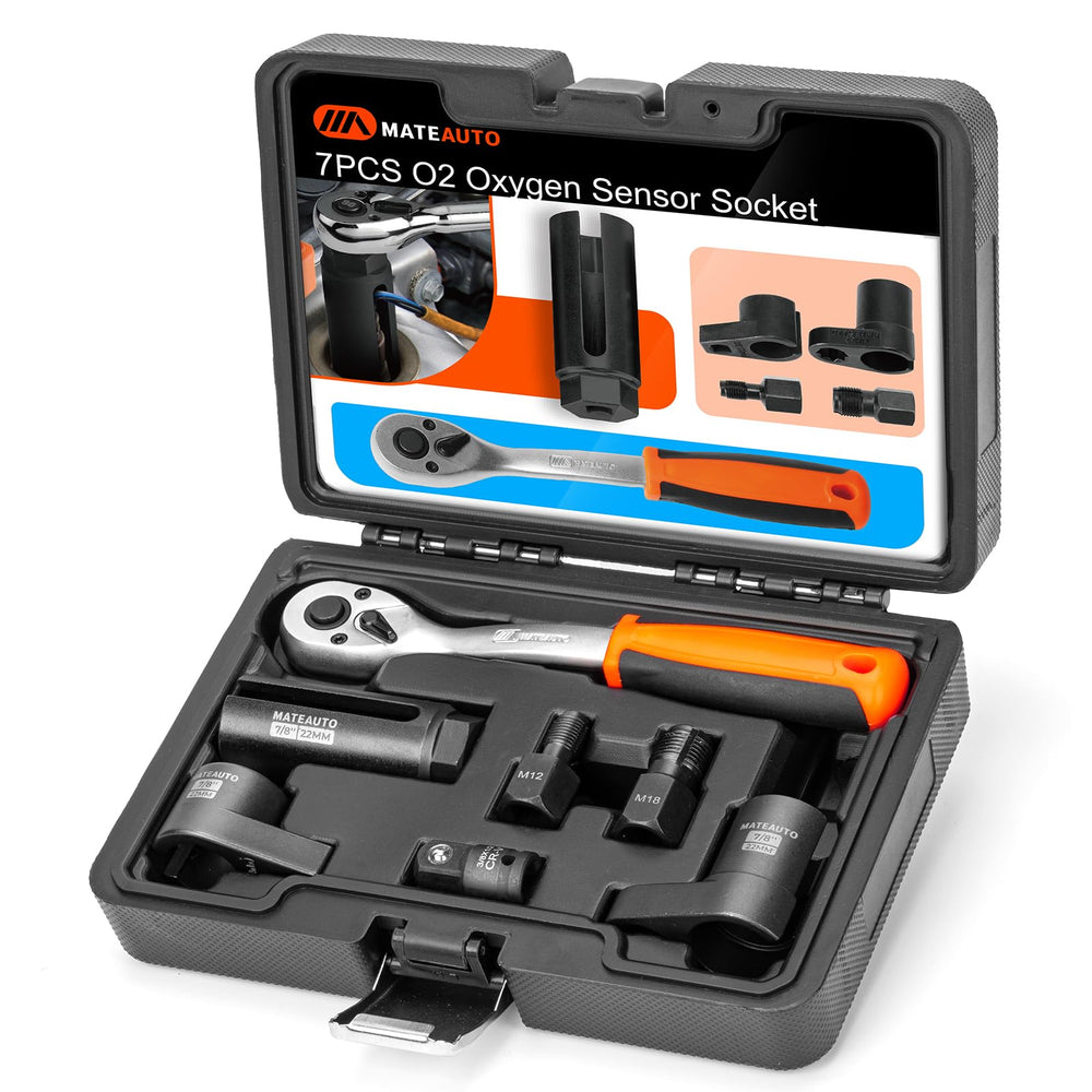 MateAuto front view of 7-piece kit showing organized tools and durable finish