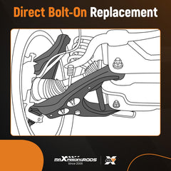 maXpeedingrods control arm installed on vehicle front suspension demonstrating improved stability