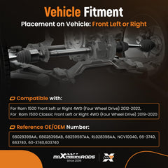maXpeedingrods CV axle oriented as passenger-side for direct replacement advantage