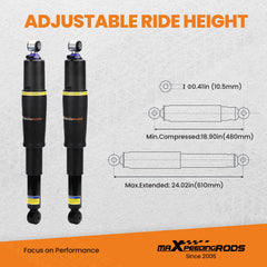 maXpeedingrods rear air shock side profile highlighting durable construction and stability