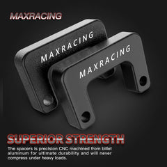 MAXRACING billet aluminum spacer close-up highlighting precise CNC machining and durability