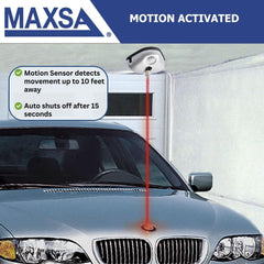Maxsa Innovations showing nine-foot AC adapter and optional 9V battery backup for uninterrupted use