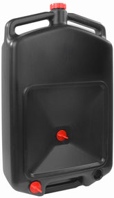 MaxWorks front view of oil drain container showing wide catch area for cleaner changes