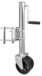 MAXXHAUL front-mounted jack on trailer tongue showing compact stance and durability