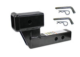 MAXXHAUL front view of riser showing 4-inch rise and 2-inch receiver fit benefit