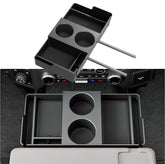 Maxzina front view installed on F-150 headrest showing organized storage and accessibility