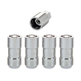 McGard 24210 front view showing four chrome cone-seat locks and included key for theft protection