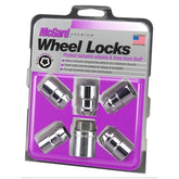 McGard 24537 front view showing chrome locks and included key for theft protection