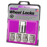 McGard wheel lock set front view showing chrome finish and secure fit benefit
