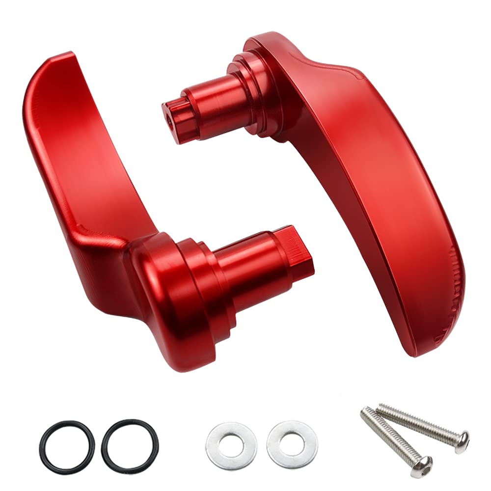 MDPROMCP front view of gloss red latch levers showing clean profile and style