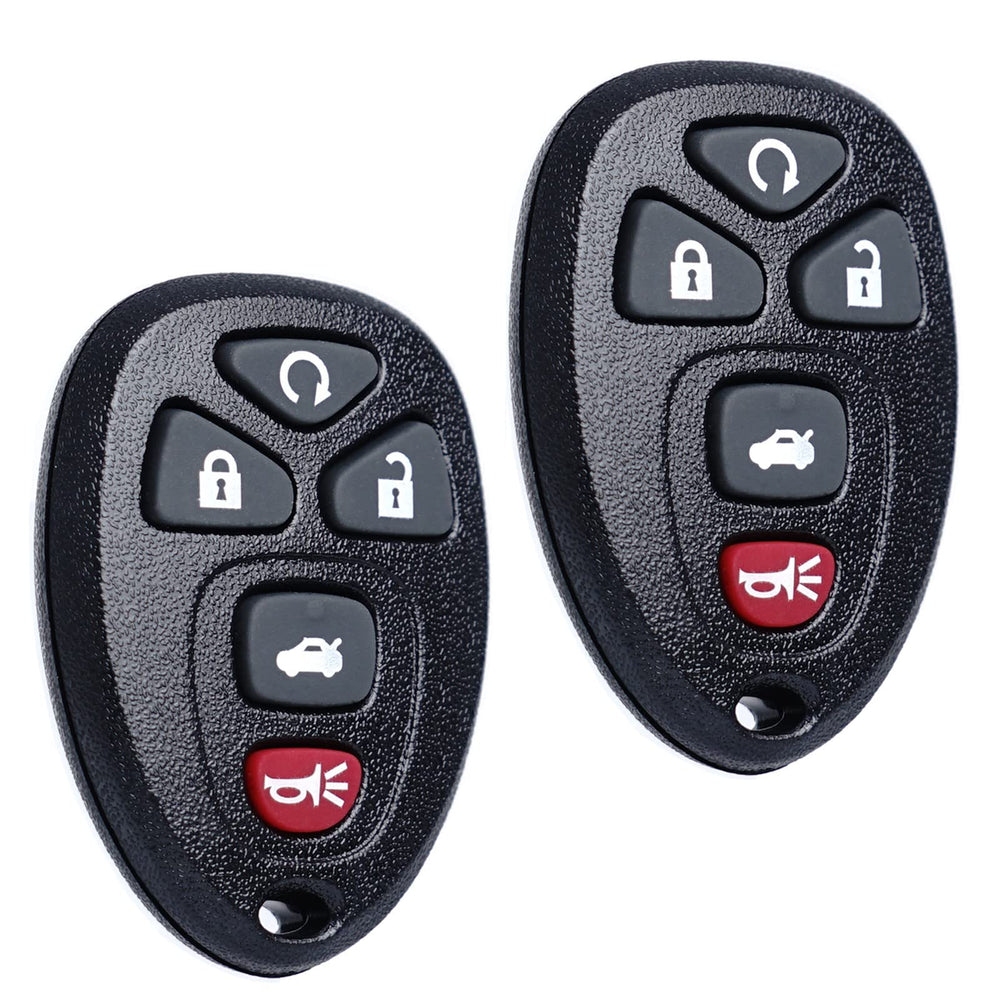 MechanMagic front view of two key fobs showing all buttons and benefit of quick identification