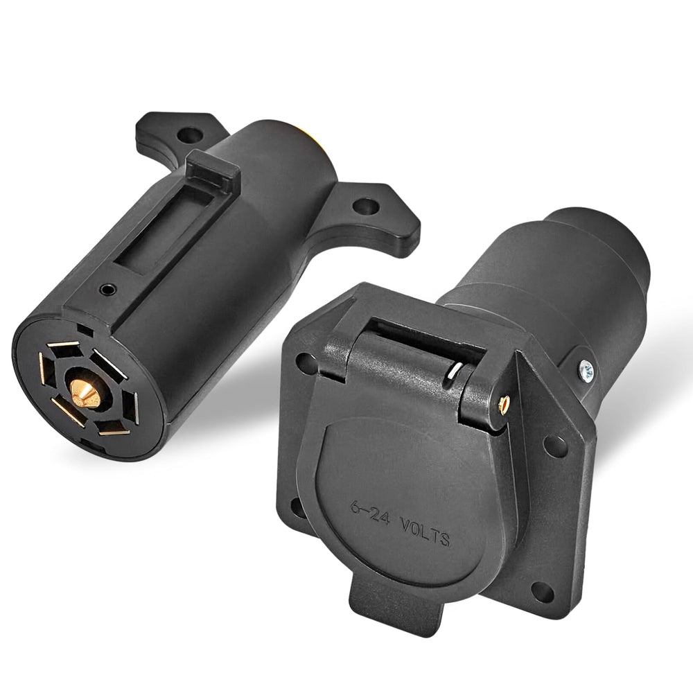 MECMO front receptacle view showing seven blade contacts and protection benefits