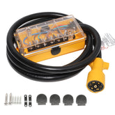MECMO front view of 7-way junction box showing plug and yellow housing for visibility