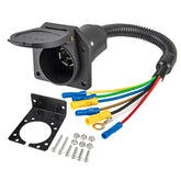 MECMO front view 7-way socket showing connector face and secure fit benefit