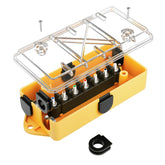 MECMO front view with clear cover showing organized terminals and easy inspection